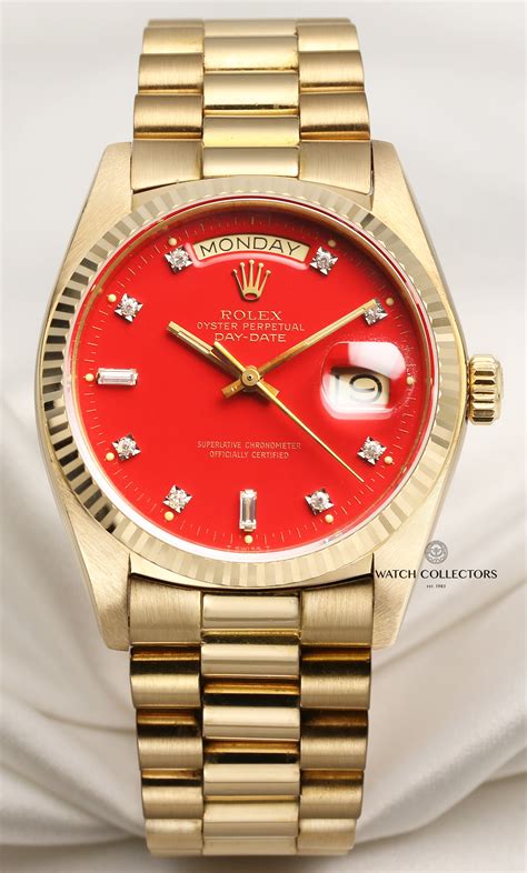 gold watch with red face rolex|rolex datejust red face.